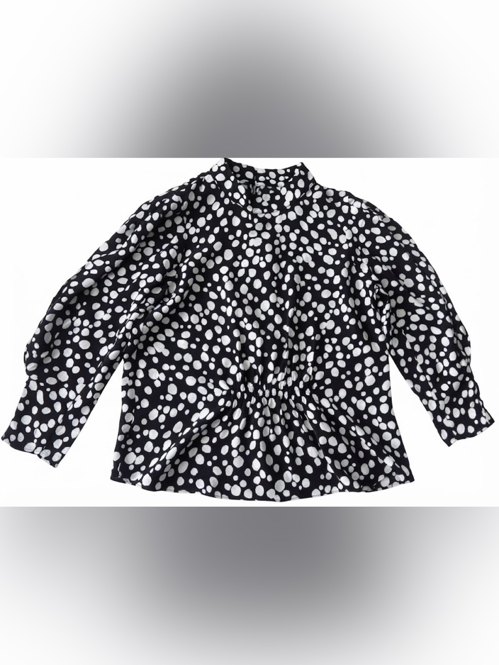 Zara women’s a high neck, long blouson sleeves with structured cuffs. Size S.